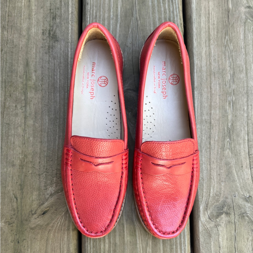 Marc Joseph East Village Red Berry‎ Leather Loafer 3.5 Girl's 5 Women's NWOT